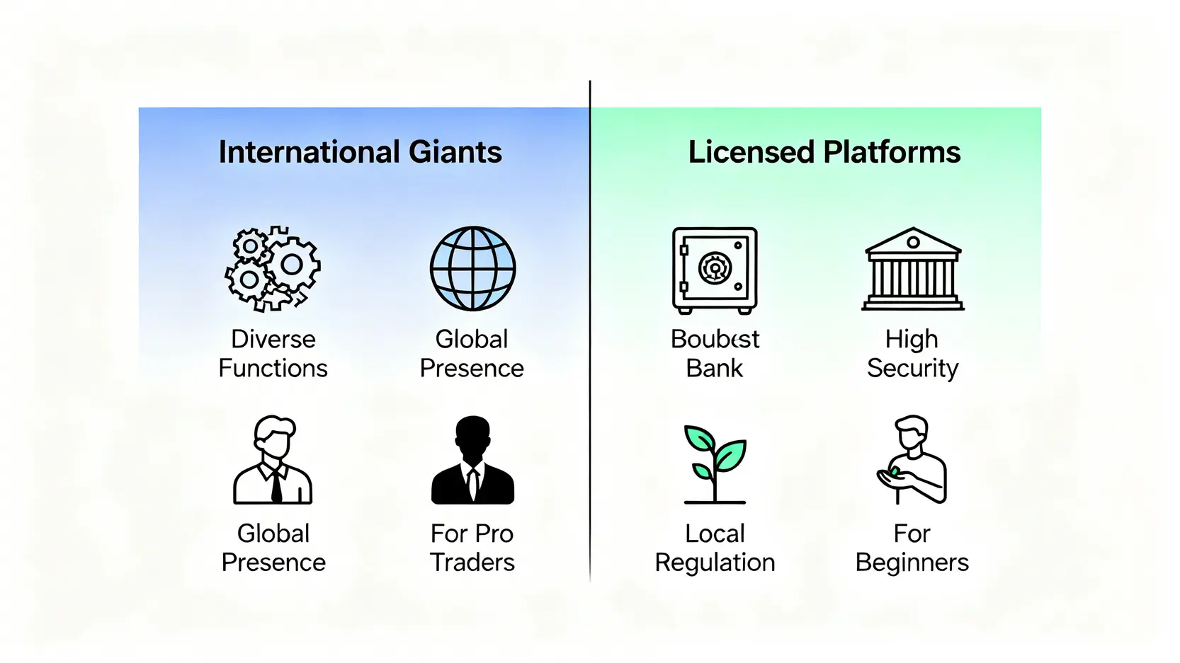 國際交易所與香港持牌交易所優缺點對比圖。