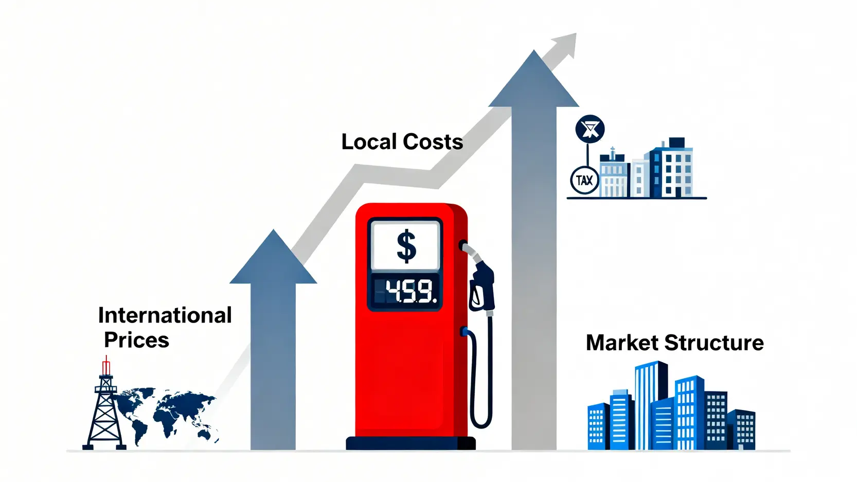香港油價高昂的三大根本原因圖解:國際油價、本地稅費與地價、以及市場競爭結構。