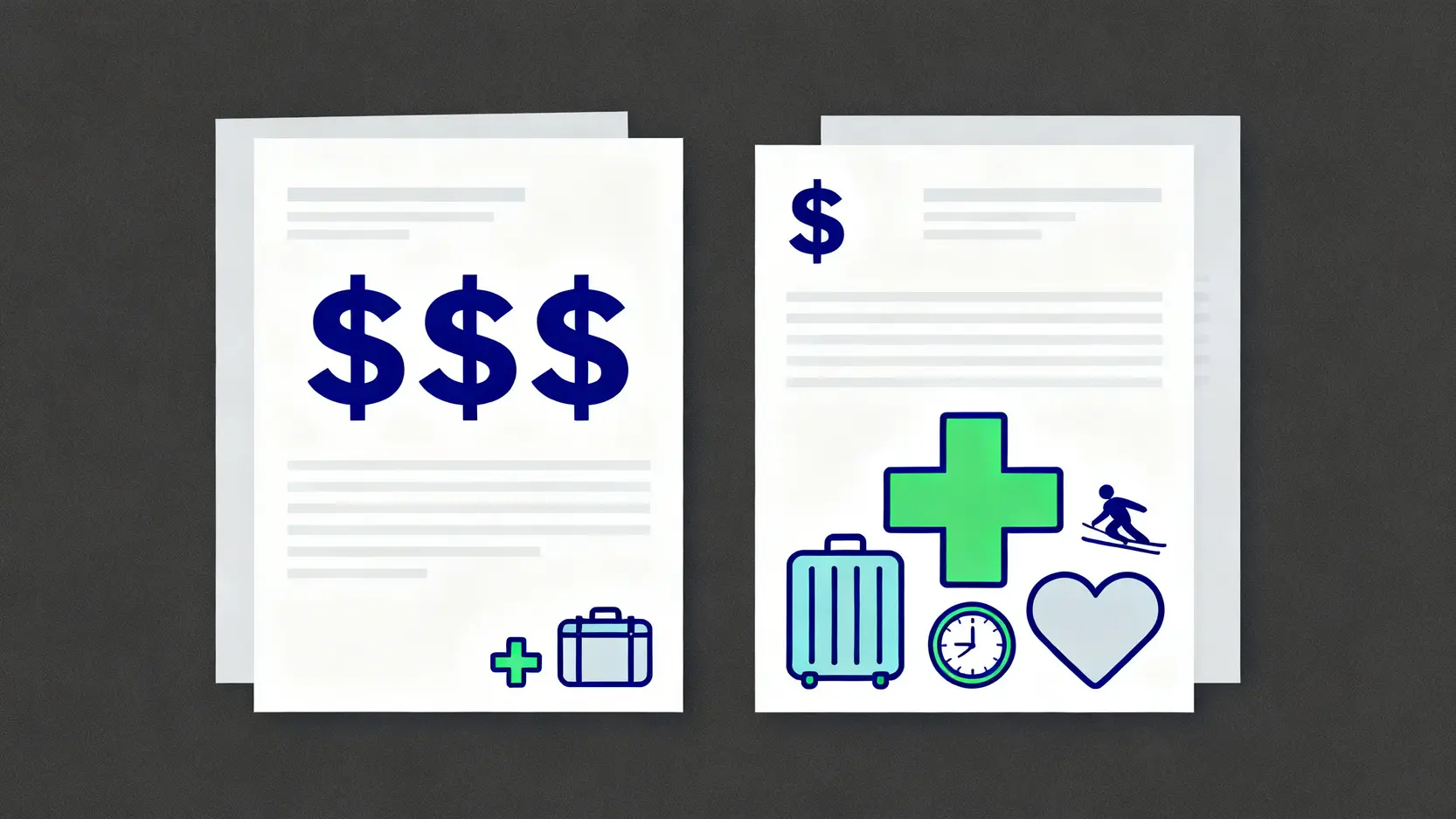 旅遊保險保費與保障範圍對比圖,顯示高保費計劃不一定提供最全面的保障。